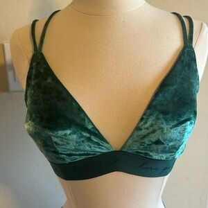 Pink size small velvet green bra